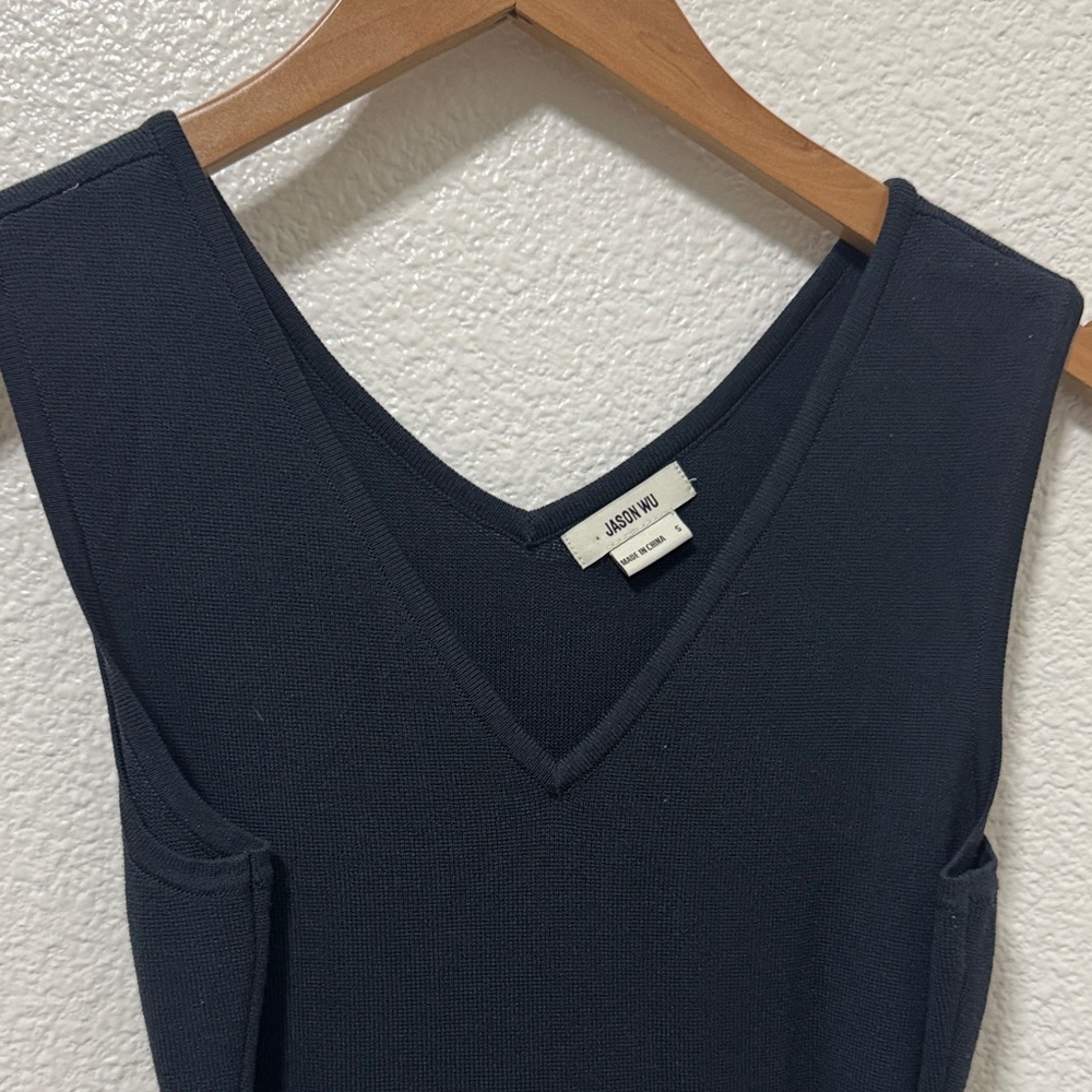 Black V Neck Knit Maxi Dress with a Waist Tie